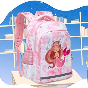 Tas ransel anak-anak sekolah putri duyung tas sekolah tiga potongan set 6